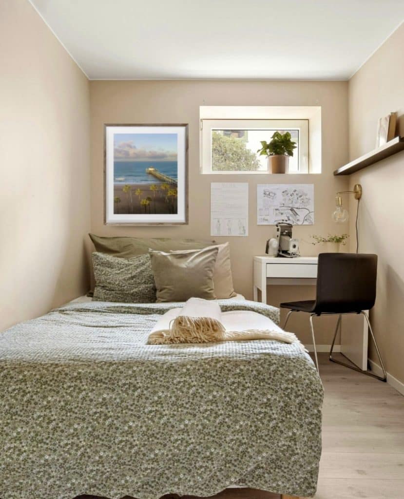Aesthetic Earthy Small Space Dorm Idea