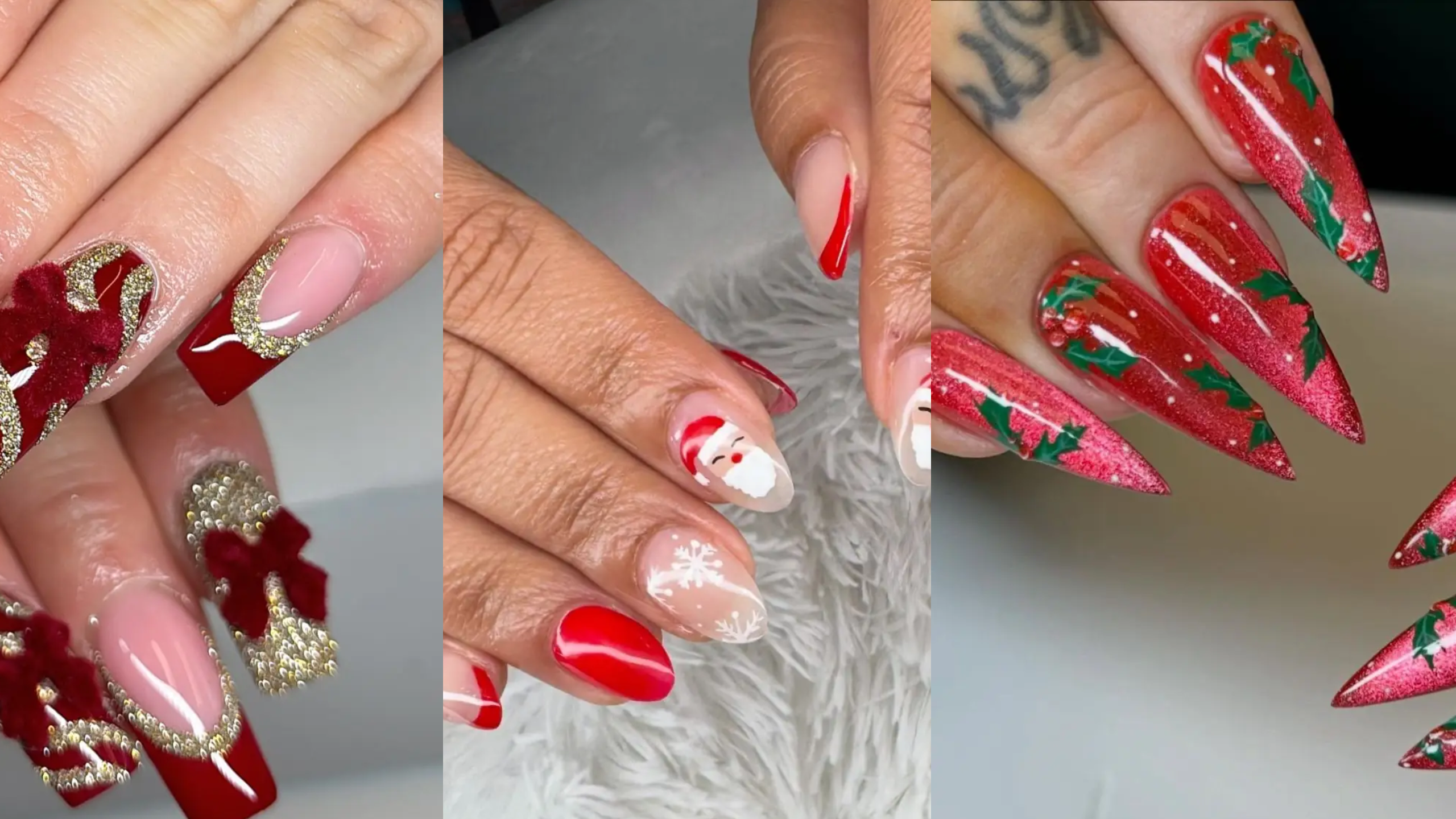 21 red christmas nail ideas that are festive and chic