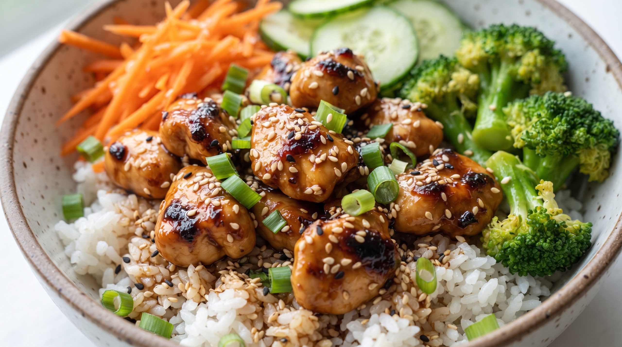sticky chicken rice bowl