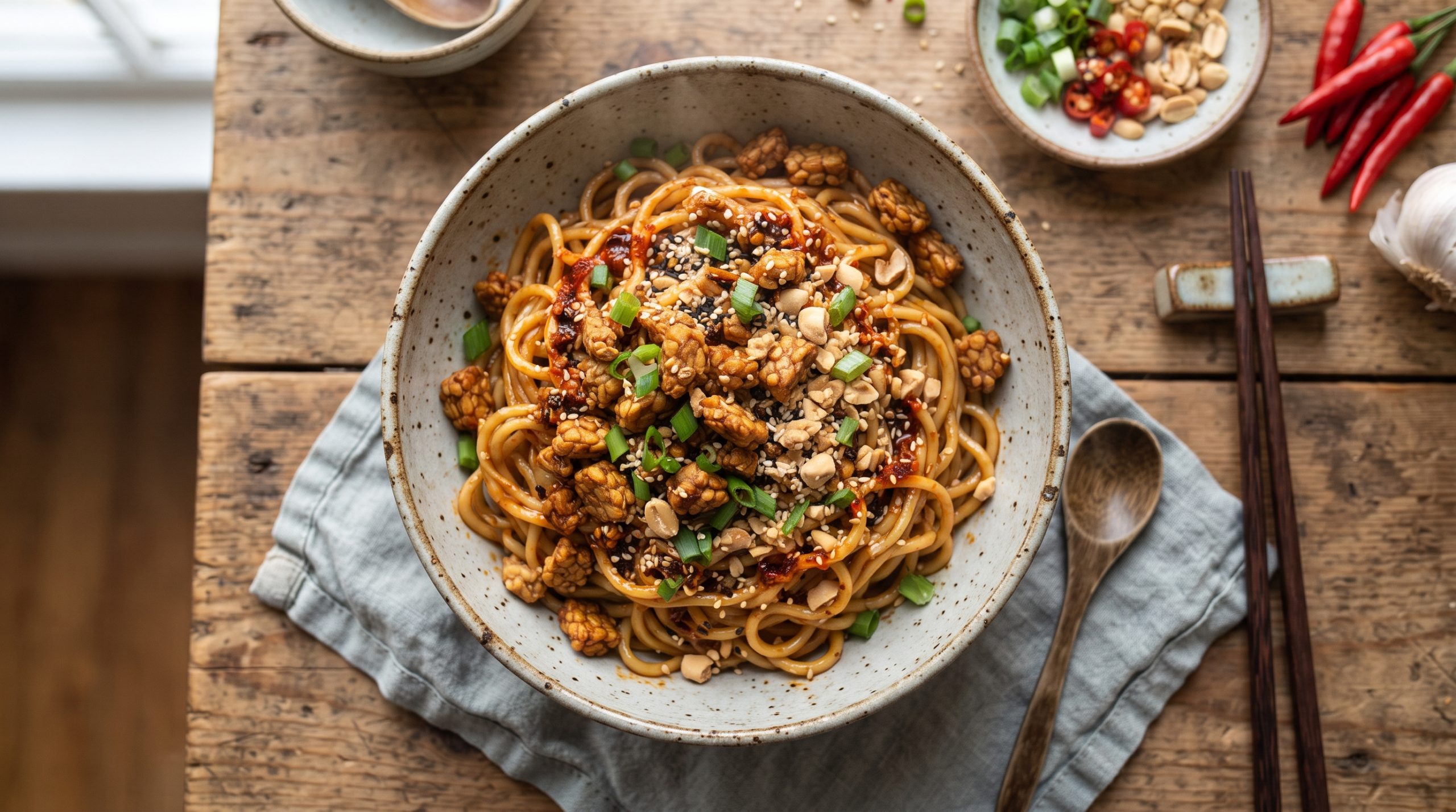 vegan dan dan noodles spicy
